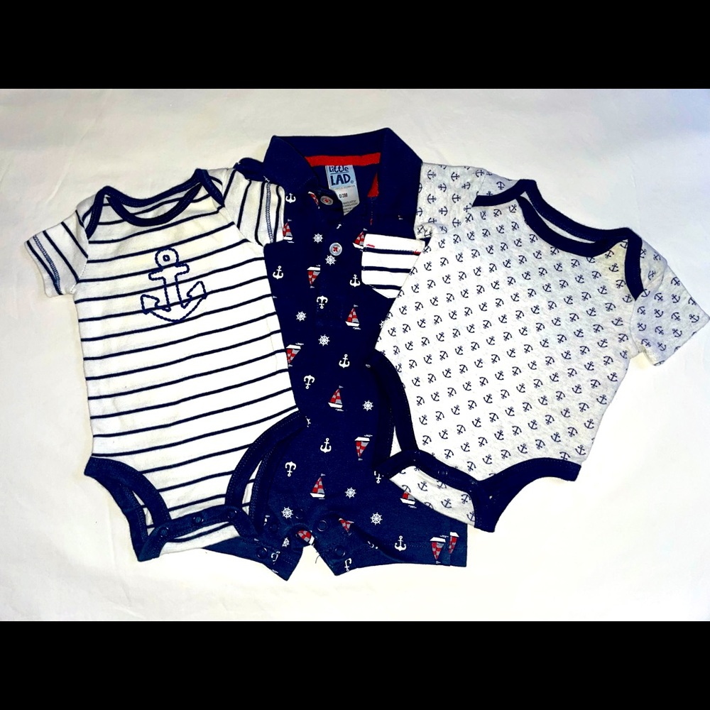 3 Baby Sailor Onesies! Newborn-3months